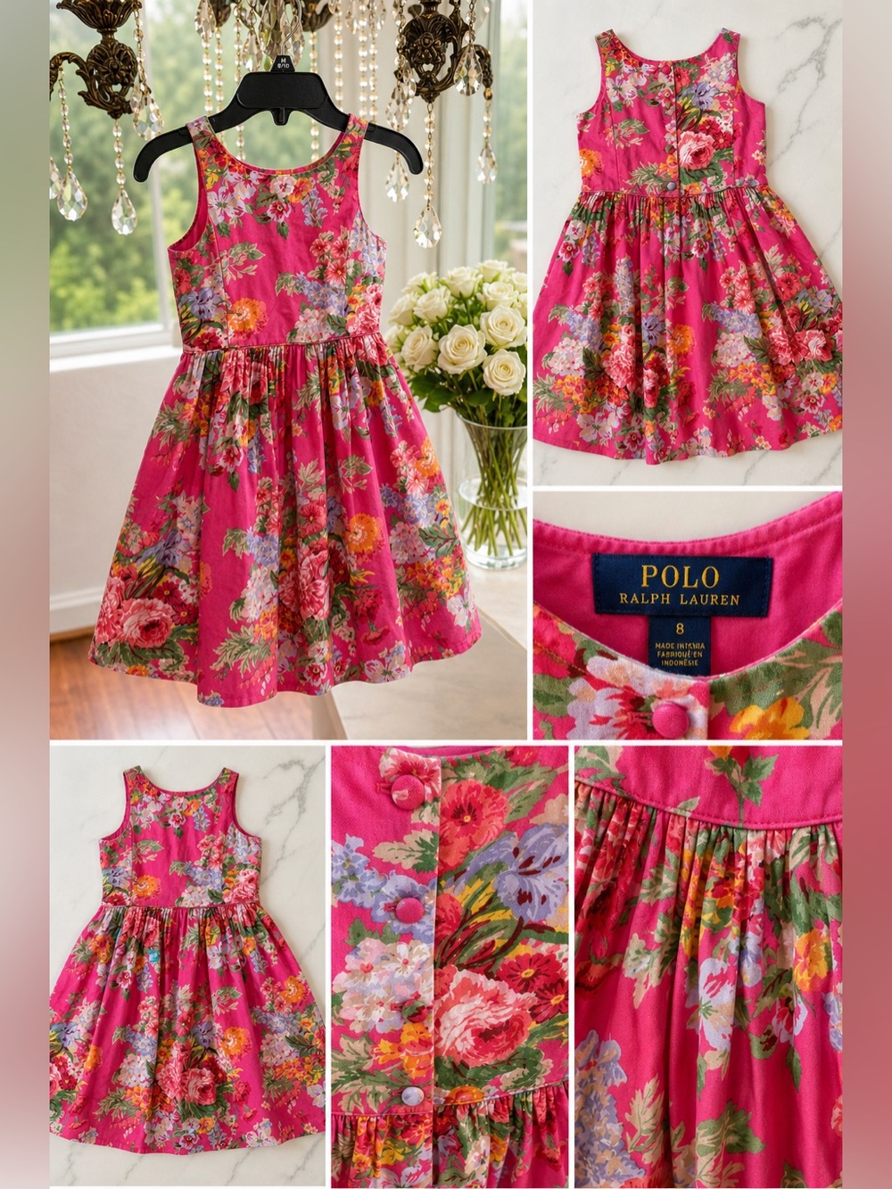 Polo by Ralph Lauren Hot Pink Floral Cotton Dress